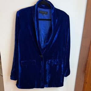 Anthropologie Endless Rose Blue Velvet Blazer, S - Maximalism, Avant Garde, Chic